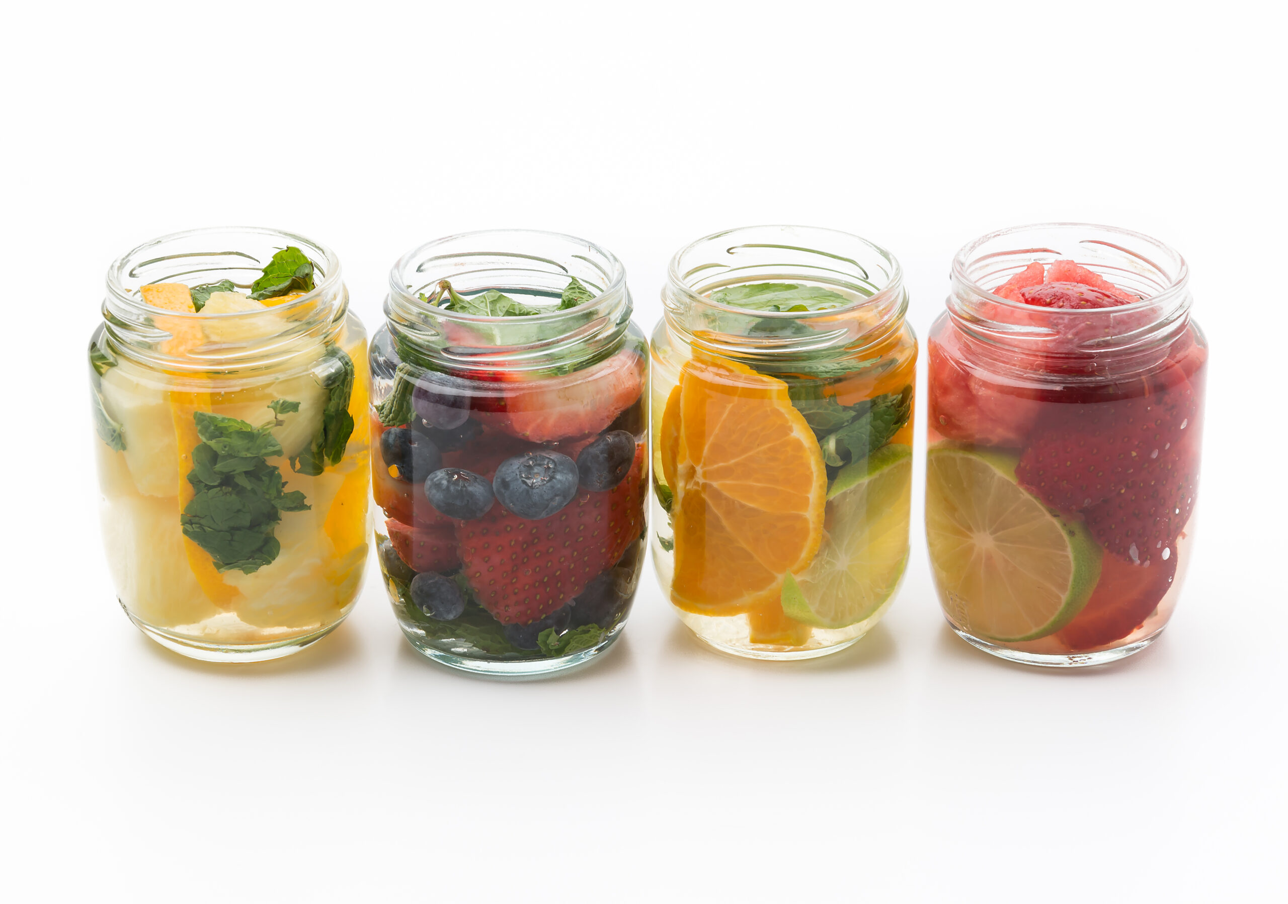 infused water on white background
